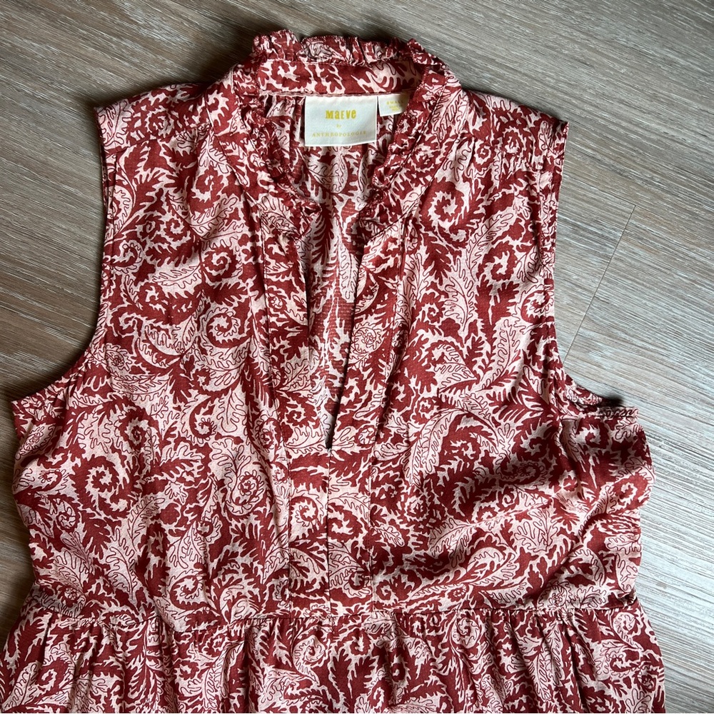 Maeve by Anthropologie Rust Paisley Sleeveless Maxi Dress Size Small - Picture 3 of 6